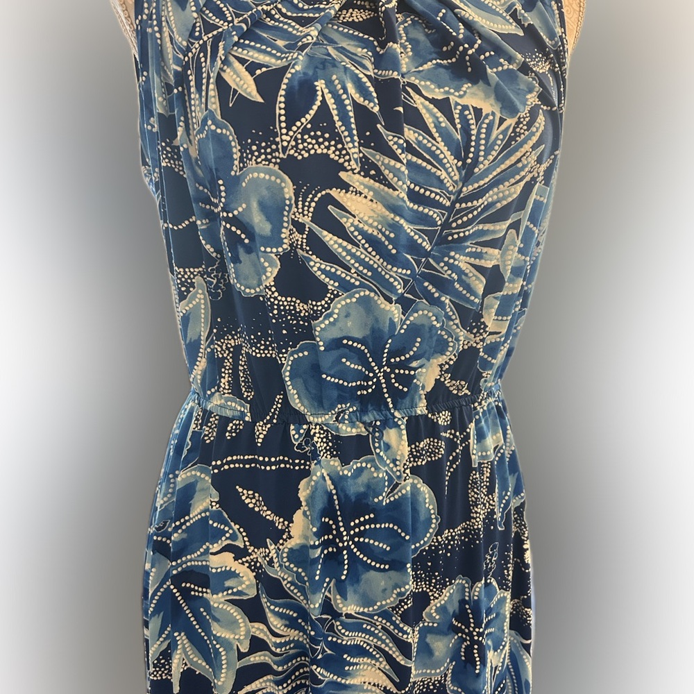 Floral Blue Maxi Dress sleeveless size L - Picture 3 of 7